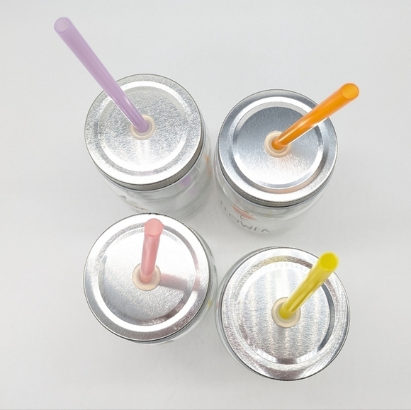 Rae Dunn colorful glass mugs with lid & straw - Picture 4 of 8